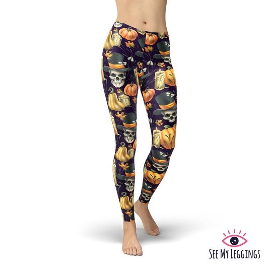 Discover Halloween Leggings, Skull Leggings, Printed Leggings, High Waist Leggings