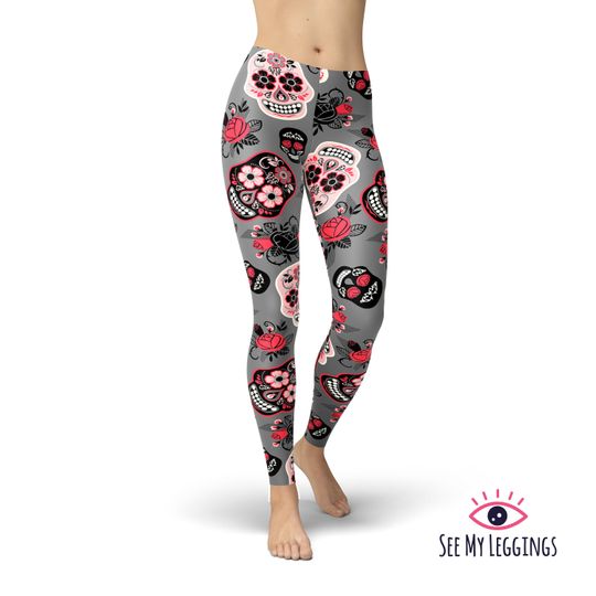 Sugar Skull Leggings, Printed Leggings, Leggings For Women, Capris, High Waist Leggings