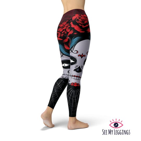 Sugar Skull Leggings, Printed Leggings, Leggings for Women, Workout Leggings