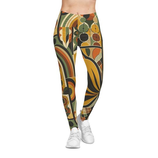 Discover Retro Leggings, Disco Party Pants, 1970 Costume Yoga Workout Running Dancing, Women's Casual Leggings