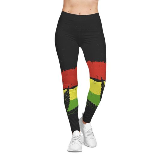 Discover Yoga Leggings, Rasta Island Girl Exercise Pants, Fashionable Fun Apparel Jamaican Style