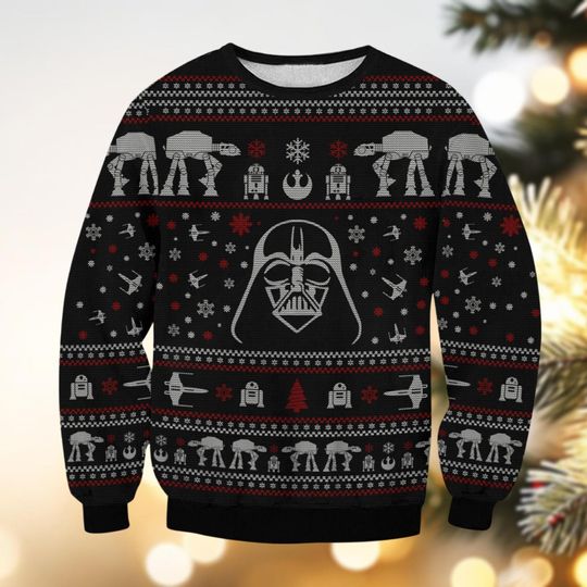 Christmas Star Wars Darth Vader Ugly Sweater, Darth Vader Christmas Sweater, Disney Movie Sweater For Men Women, Holiday Sweater Family