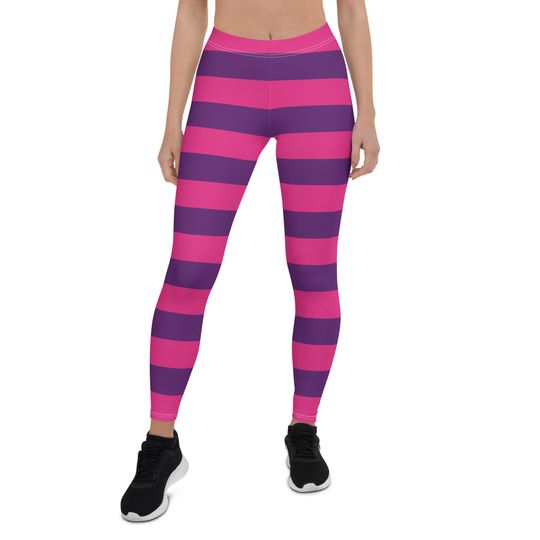 Pink Purple Striped Leggings Women Halloween Cosplay Yoga Pants Party Costume Tights