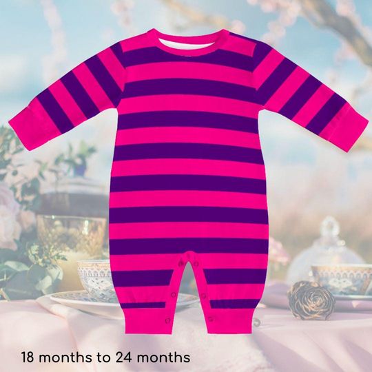 Alice in Wonderland Cheshire Cat Toddler Baby Long Sleeve Romper Halloween Costume