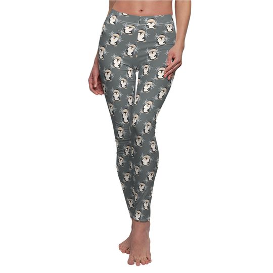 Penguin Snowflakes Leggings Women Winter Yoga Pants Animal Print Comfy Activewear