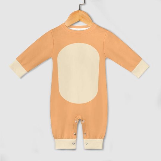 Orange Little Sister 3D Long Sleeve Baby Romper