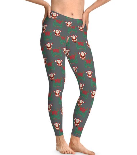 Christmas Leggings Women Holiday Santa Reindeer Pants Festive Winter Xmas Outfit