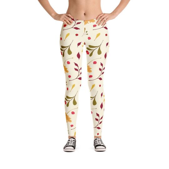 Autumn Pumpkin Leggings Women Fall Capri Pants Festive Leaves Yoga Workout Outfit