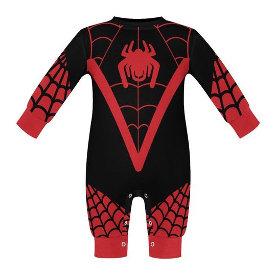 Discover Spider Friends - Spin - Miles Morales - Spider - Cosplay - Halloween - Disney Bounding - Toddler Baby Long Sleeve Romper