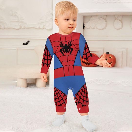 Spider Friends - Spidey -  Spider - Cosplay - Halloween - Disney Bounding - Toddler Baby Long Sleeve Romper