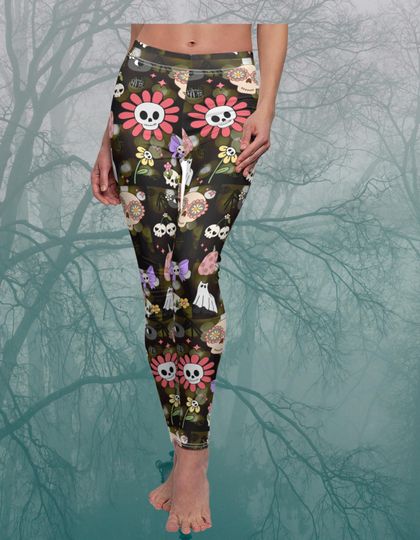 Pastel Halloween Skeleton Yoga Leggings: Spooky Season Costume Party