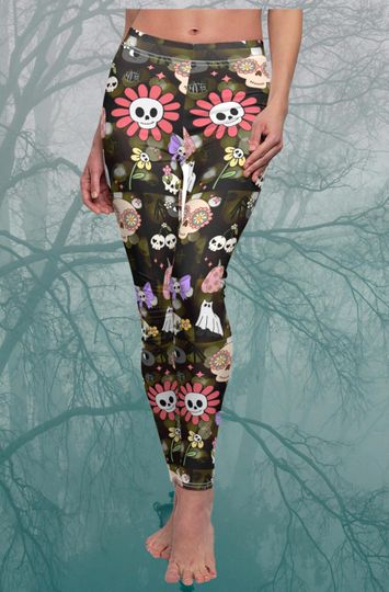 Pastel Halloween Skeleton Yoga Leggings: Spooky Season Costume Party