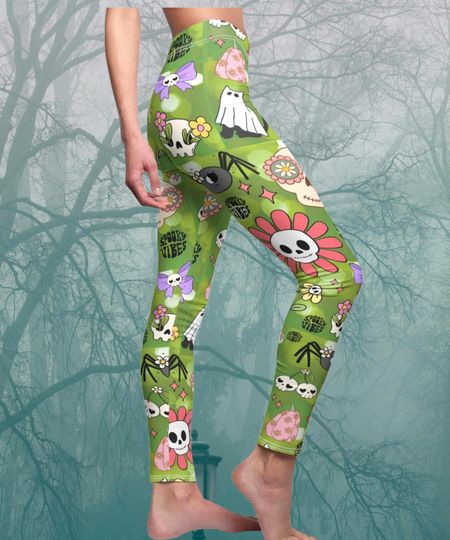 Pastel Halloween Skeleton Yoga Leggings: Spooky Season Costume Party