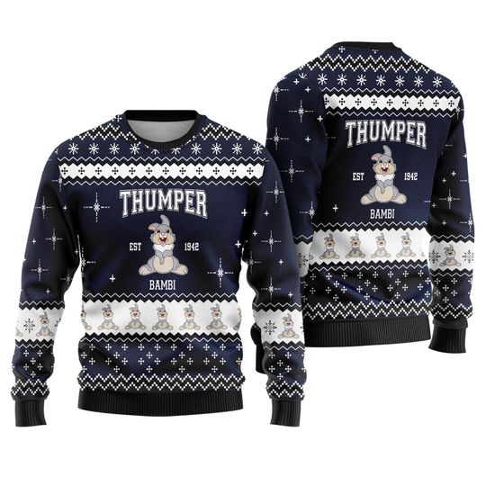 Thumper Bambi Christmas Sweater, Ugly Disneyland Rabbit Holiday Jumper, Funny Retro Xmas Sweater, Gift for Bambi Fans 2025