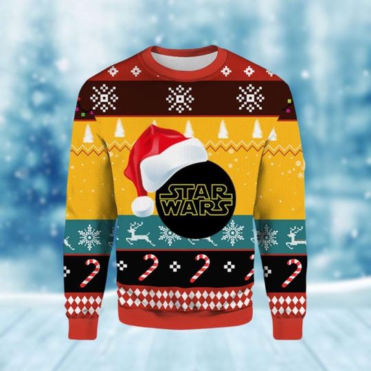 Discover Star Wars Ugly Christmas Sweater, Santa Hat Star Wars Holiday Sweater, Disney Xmas Sweater, Winter Party Gift, Starwars Movie Sweater