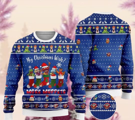 Christmas Muppet Ugly Sweater, Santa Muppet Ugly Sweater, My Christmas Wish List Ugly Sweatshirt, Disney Sweater Men Women Kid