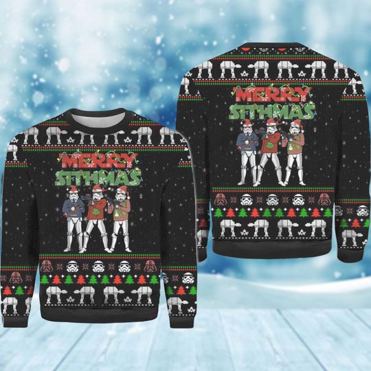 Christmas Star Wars Ugly Sweater, Merry Sith-Mas Holiday Sweater, Stormtrooper Xmas Sweater, Christmas Party Gift, Disney Ugly Sweater