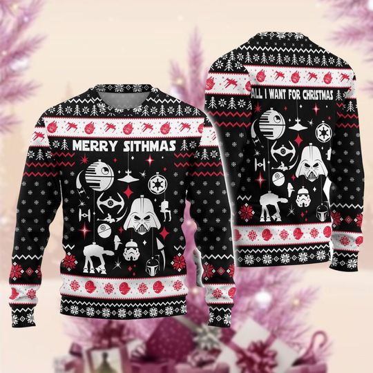 Discover Christmas Star Wars Ugly Sweater, Darth Vader Xmas Sweater, Merry Sithmas Ugly Sweatshirt, Disney Characters Sweater, Funny Xmas Gift