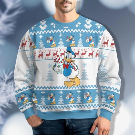 Donald Duck Christmas Funny Ugly Sweater, Disney Donald Xmas Sweater, Ugly Christmas Sweater, Disney Mickey Very Merry Christmas Shirt