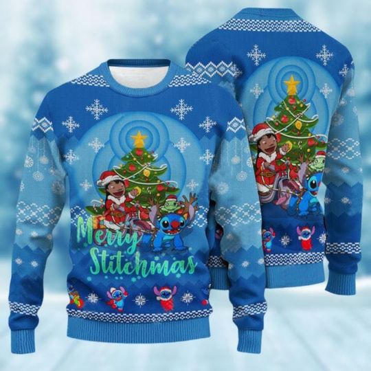Discover Lilo And Stitch Ugly Sweater, Christmas Tree Sweater, Merry Stitchmas Holiday Sweater, Disney Cartoon Movie Xmas Sweater, New Year Gift