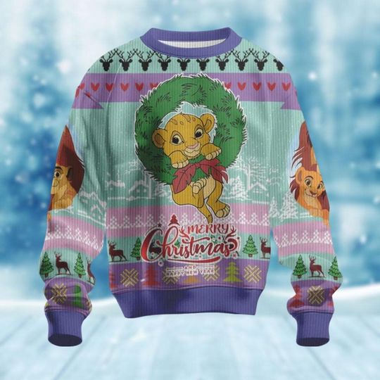 The Lion King Ugly Christmas Sweater, Disney Simba Christmas Sweater, Magic Kingdom Shirt, Simba And Mufasa Holiday Sweater, Xmas Gift