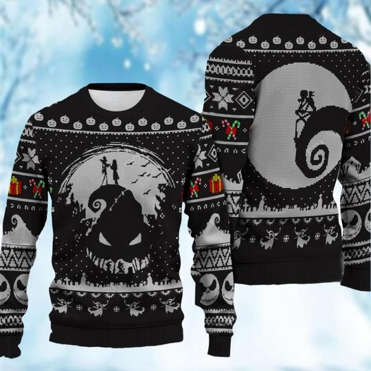 Nightmare Before Christmas Sweater, Jack And Sally Ugly Sweater, Jack Skellington Shirt, Couple Disney Sweater, Oggie Boogie Sweater
