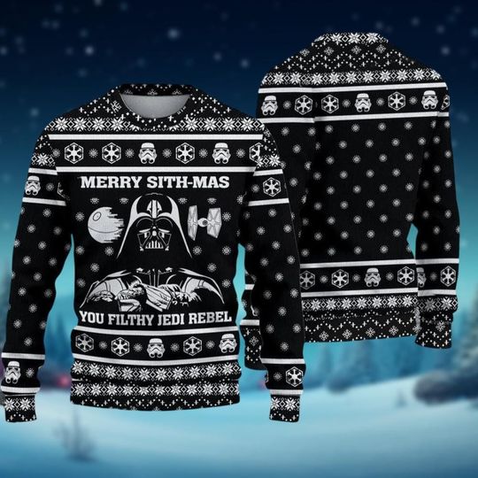 Darth Vader Xmas Sweater, Merry Sith-Mas Holiday Sweater, Star Wars Christmas Ugly Sweater, Galaxys Edge Shirt, Gift For Men Women Kid
