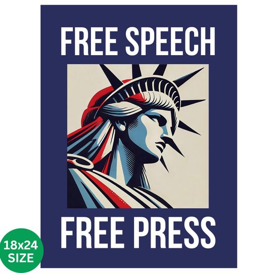 Free Speech Free Press Protect Democracy Anti Trump Poster Protest March Sign, No Kings In America Subtle FDT Anti Billionaire Rally Resist
