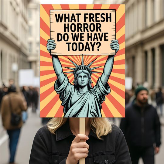 Discover What Fresh Horror Do We Have Today? Protest Sign, Anti-Trump, Political Activist Rally Sign, Resist Racism, Resist Fascism Poster