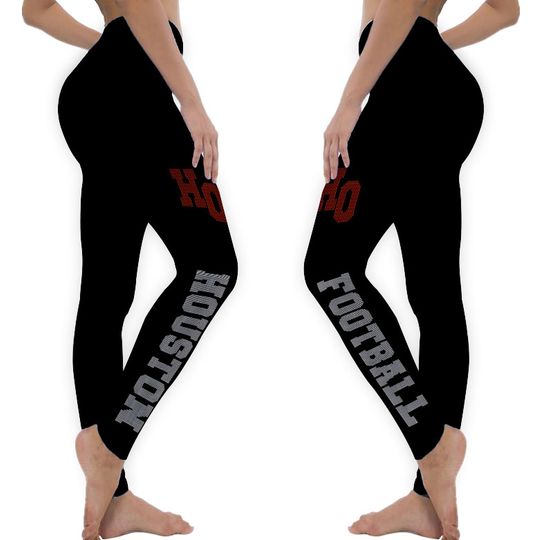 Houston Football Rhinestone Leggings for Women, Sportswear, GameDay Athletic Pants