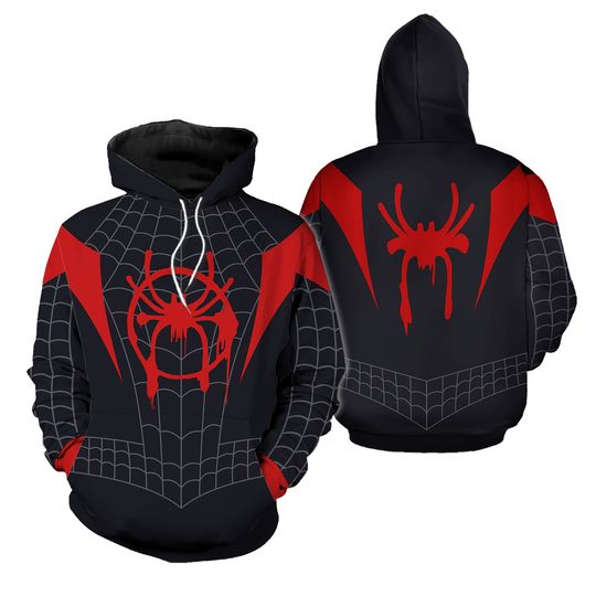 Miles Morales Full Over Print Hoodie | Spiderman Across the Spider-Verse | Miles Morales Halloween Costume | Spider Man Christmas