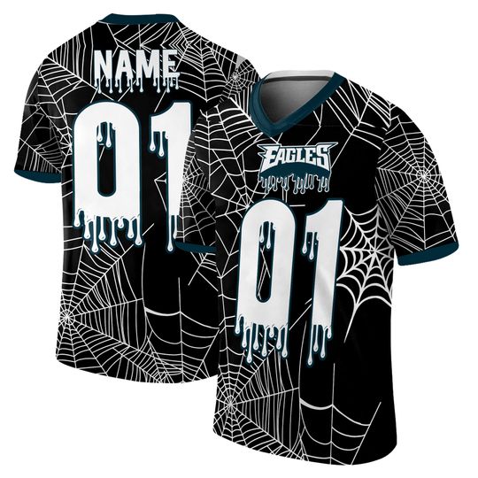 Personalized Philadelphia Eagles Halloween Football Jersey, Custom Name and Number football Shirt,Spooky Fan Gift Apparel,Stadium Game Day Outfit