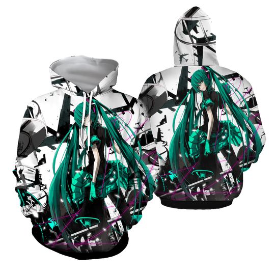 Miku Hatsune Vocaloid Anime Hooded Sweatshirt Hoodie Pullover Hooded Pullover Coat