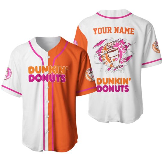 Custom Dunkin Donut Baseball Shirt, Dunkin Donut Shirt, Dunkin Donut Baseball Jersey, Dunkin Donut Lover Gift, Jersey Men, Jersey Women