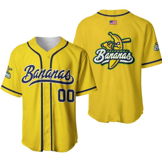 Savannah Bananas Baseball Jersey Custom Number | Funny Yellow Team Shirt