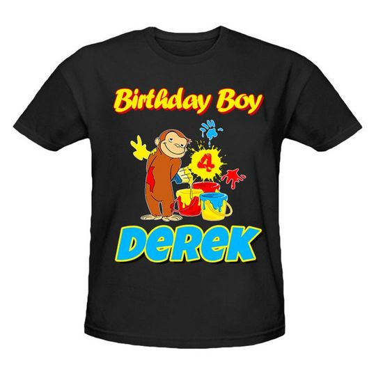 Curious George Birthday Shirt Personalized Name and Age