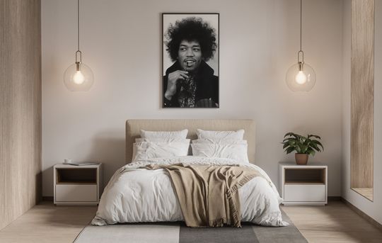 Jimi Hendrix Poster, Black And White Vintage Music Poster