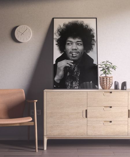 Jimi Hendrix Poster, Black And White Vintage Music Poster