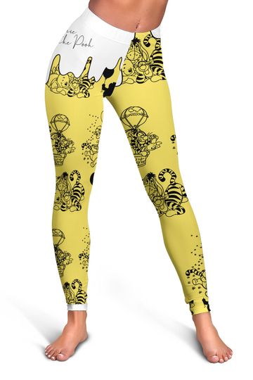 Winnie The Pooh Pattern Signature- Hollow Tanktop Legging Outfit Set