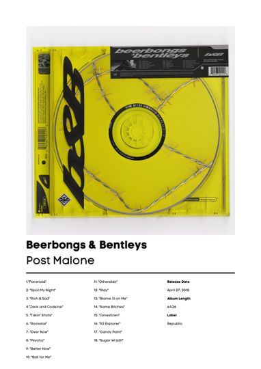 Post Malone, Beerbongs & Bentleys | Album Cover Art, Post Malone