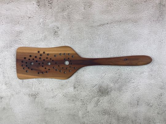 Wooden handmade spatula turner with holes