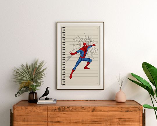 Spiderman Notebook Poster, Comics Style Poster