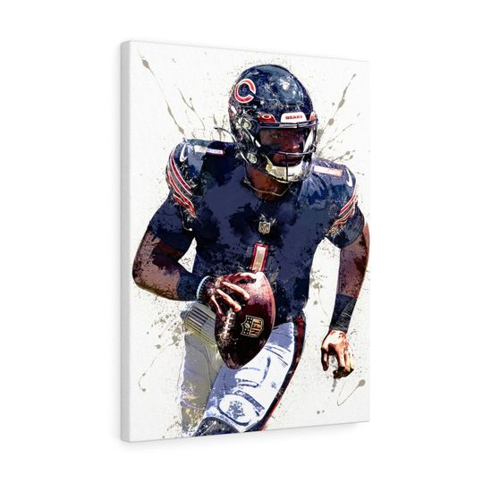 Justin Fields Poster Print, Chicago Bears