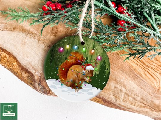 Squirrel Christmas Vacation Ornament, Squirrel Christmas Lights Ornament