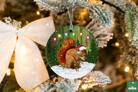 Squirrel Christmas Vacation Ornament, Squirrel Christmas Lights Ornament