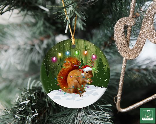 Squirrel Christmas Vacation Ornament, Squirrel Christmas Lights Ornament