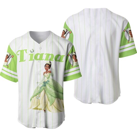 Tiana Princess White Lime Green | Disney Custom Baseball Jersey