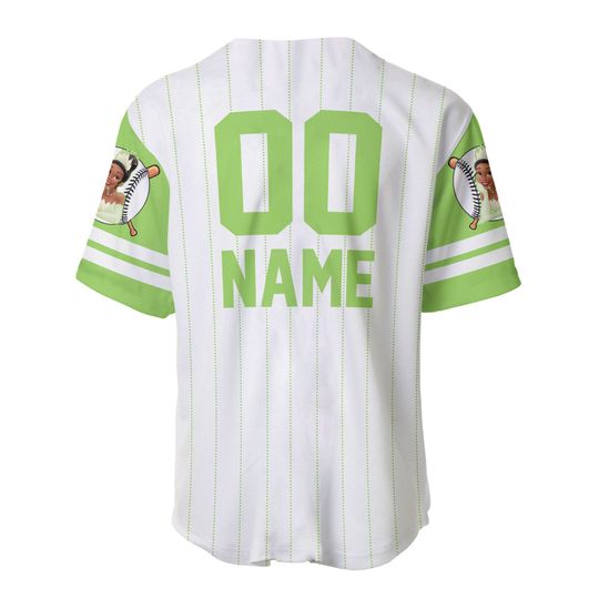 Tiana Princess White Lime Green | Disney Custom Baseball Jersey