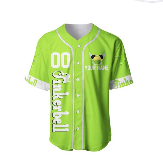 Tinker Bell Neon Green White | Custom Disney Jersey