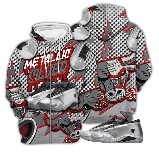 Bull Jordan Unisex Sneaker Shirt Match 14 Low Metallic Silver